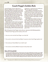 Writing Prompt Worksheet: Coach Poggi's Golden Rule