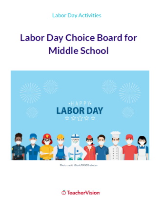Labor Day Choice Board for Middle School