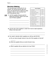 Decimals: Decision Making (Gr. 3)
