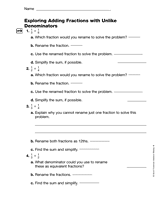 Exploring Adding Fractions with Unlike Denominators (Gr. 4)