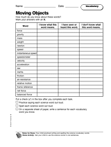 Moving Objects: Vocabulary