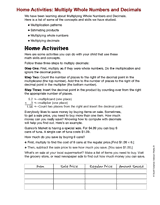 Home Activities: Multiply Whole Numbers and Decimals