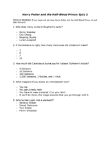 Harry Potter and the Half-Blood Prince: Quiz 2