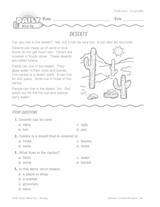 Geography Reading Warm-Up: Deserts