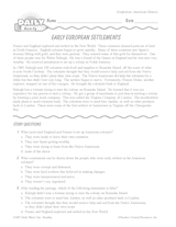 Early European Settlements Reading Warm-Up