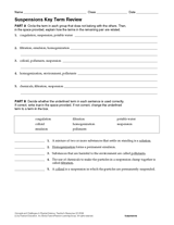 Physical Science: Suspensions Key Term Review