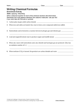 Writing Chemical Formulas Activity