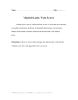Vladimir Lenin Word Search