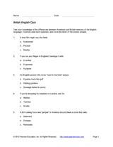 British English Quiz