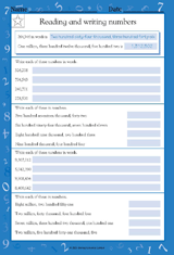 Reading and Writing Numbers (Grade 4)
