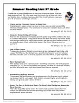 Summer Reading List: 5th Grade