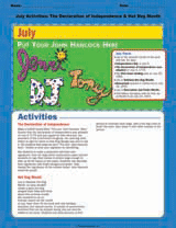July Activities: The Declaration of Independence &amp; Hot Dog Month
